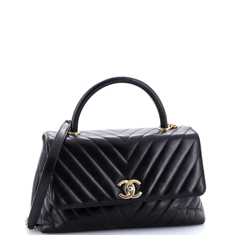 Coco Top Handle Bag Chevron Calfskin