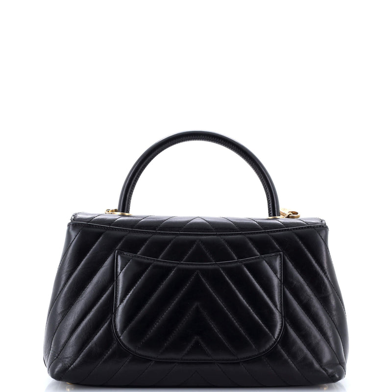 Coco Top Handle Bag Chevron Calfskin
