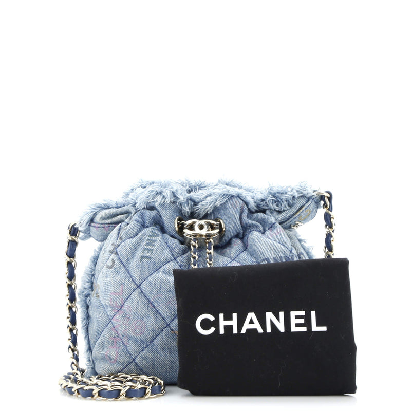 Denim Mood Chain Bucket Bag Logo Printed