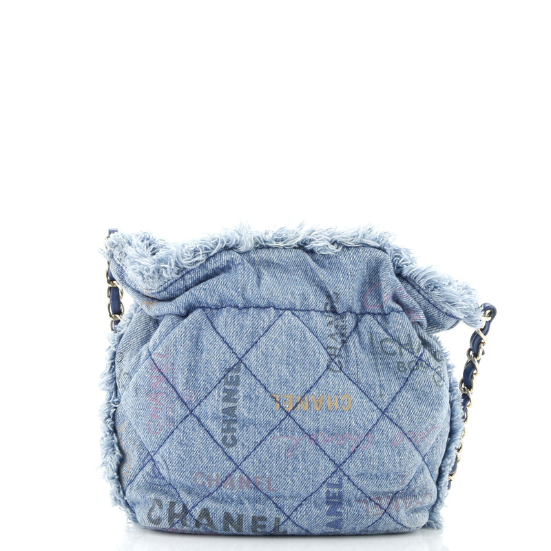 Denim Mood Chain Bucket Bag Logo Printed