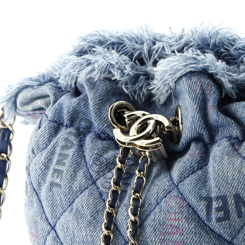 Denim Mood Chain Bucket Bag Logo Printed