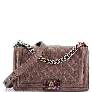 Boy Flap Bag Quilted Iridescent Goatskin