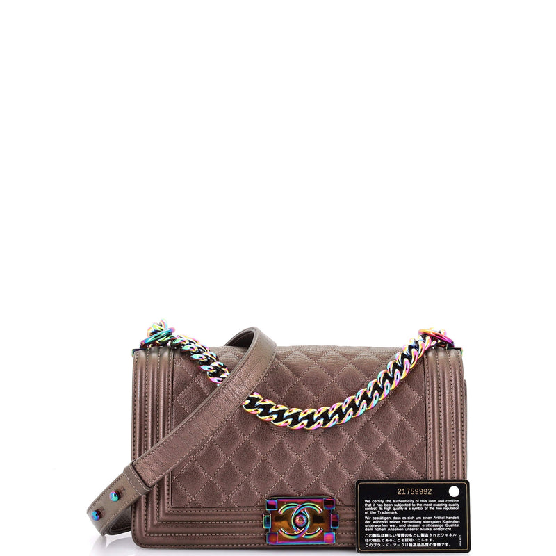 Boy Flap Bag Quilted Iridescent Goatskin