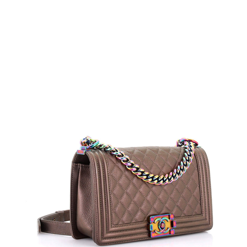 Boy Flap Bag Quilted Iridescent Goatskin