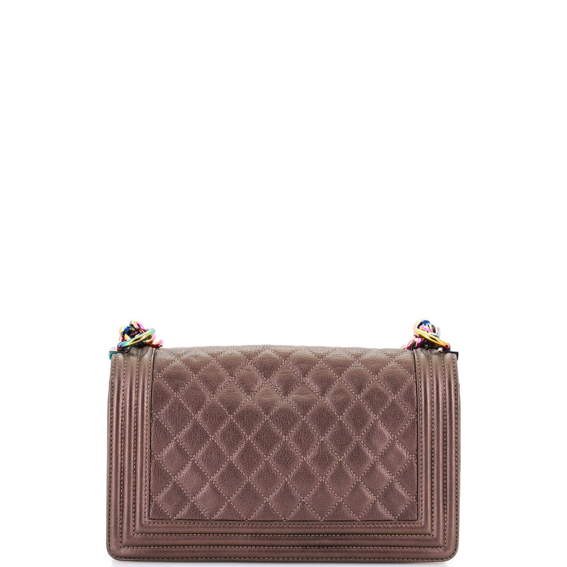 Boy Flap Bag Quilted Iridescent Goatskin