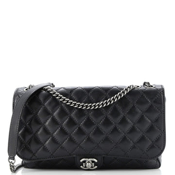 Cc Push Lock Flap Bag Stitched Calfskin