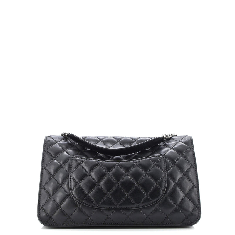 Cc Push Lock Flap Bag Stitched Calfskin