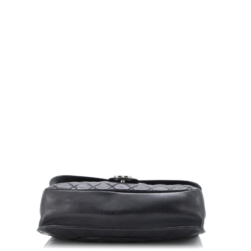 Cc Push Lock Flap Bag Stitched Calfskin