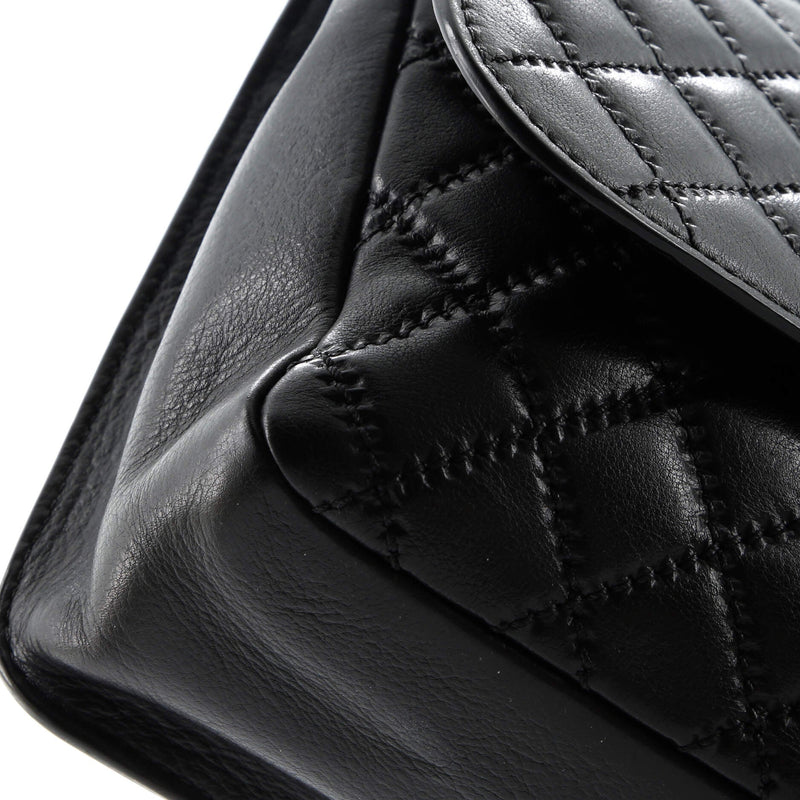 Cc Push Lock Flap Bag Stitched Calfskin