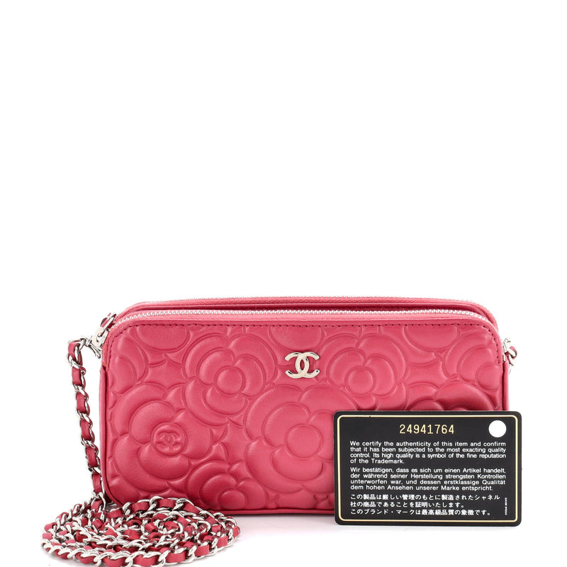 Double Zip Clutch With Chain Camellia