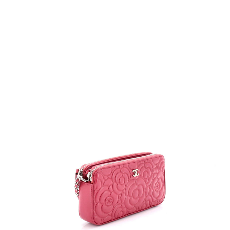 Double Zip Clutch With Chain Camellia