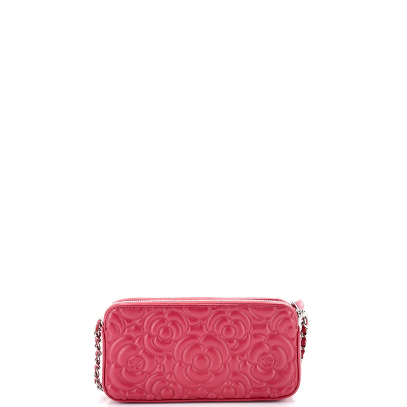 Double Zip Clutch With Chain Camellia