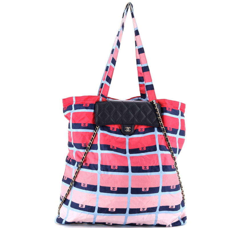 Foldable Tote Bag With Chain Quilted