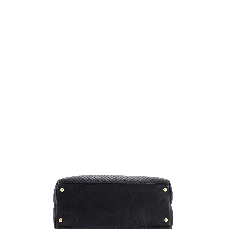 Medallion Charm Tote Chevron Wrinkled