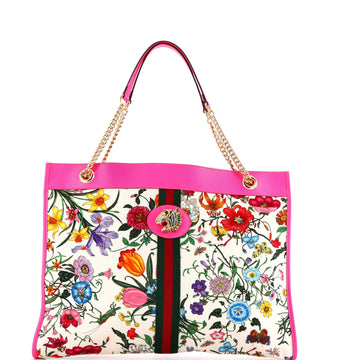 Rajah Chain Tote Flora Canvas Large