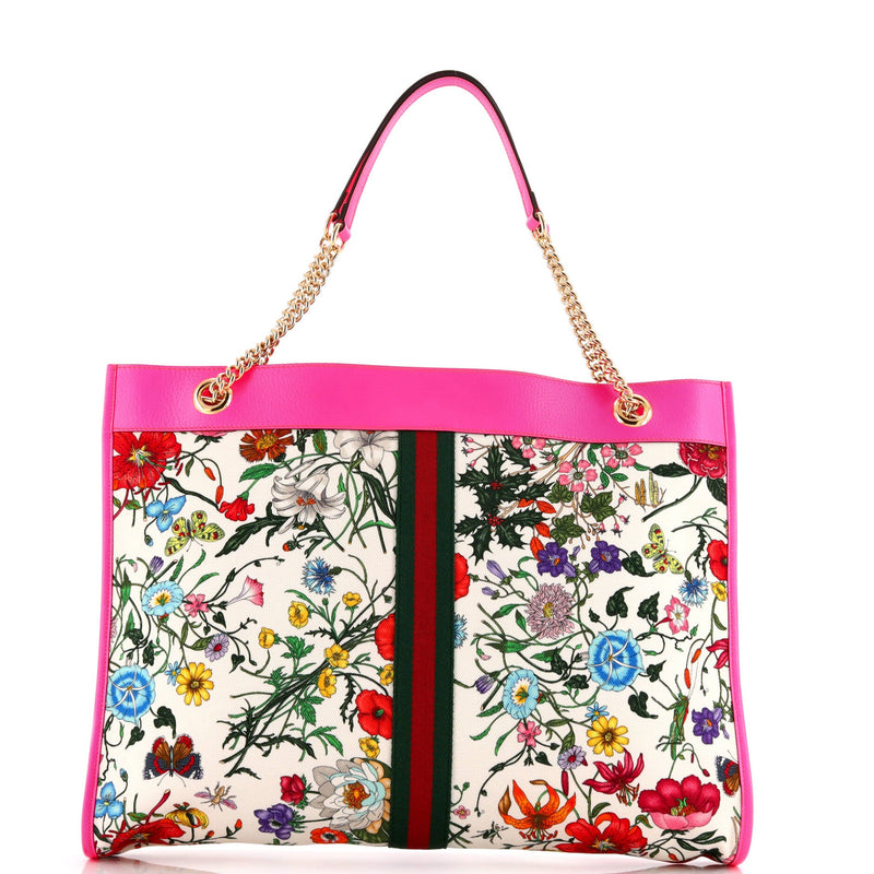 Rajah Chain Tote Flora Canvas Large