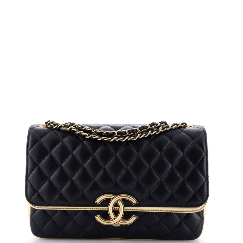 Cc Chic Double Flap Bag Quilted Lambskin