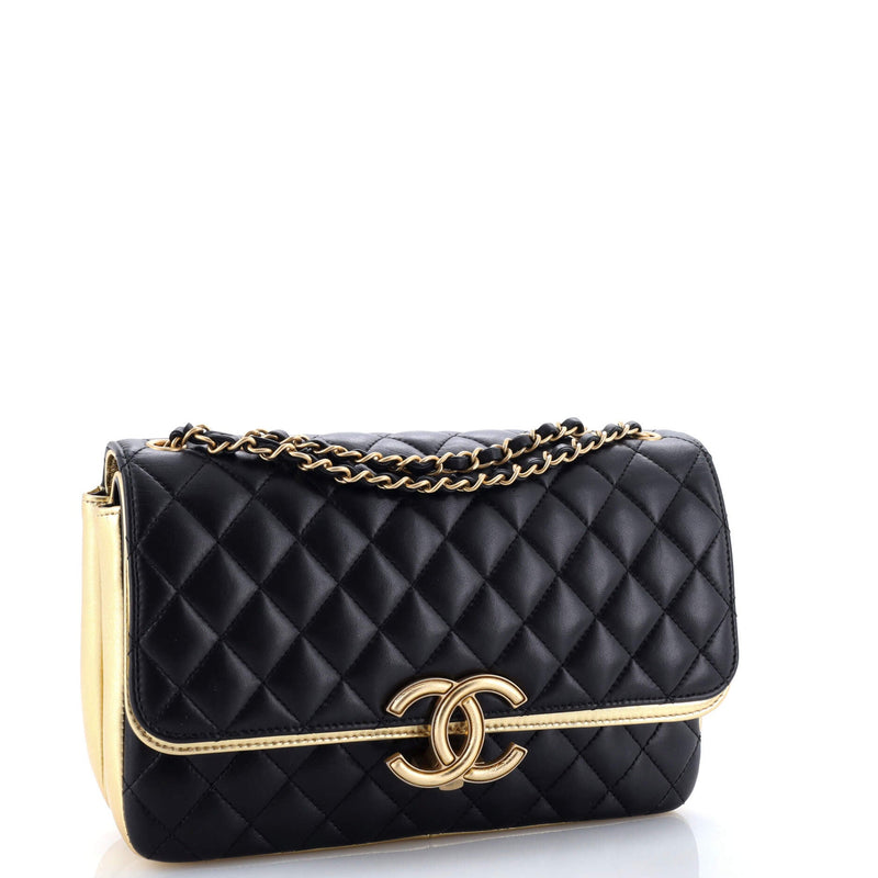 Cc Chic Double Flap Bag Quilted Lambskin
