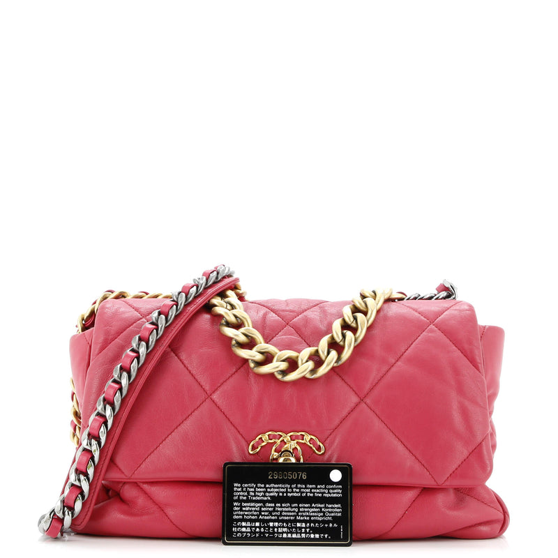 19 Flap Bag Quilted Leather Large