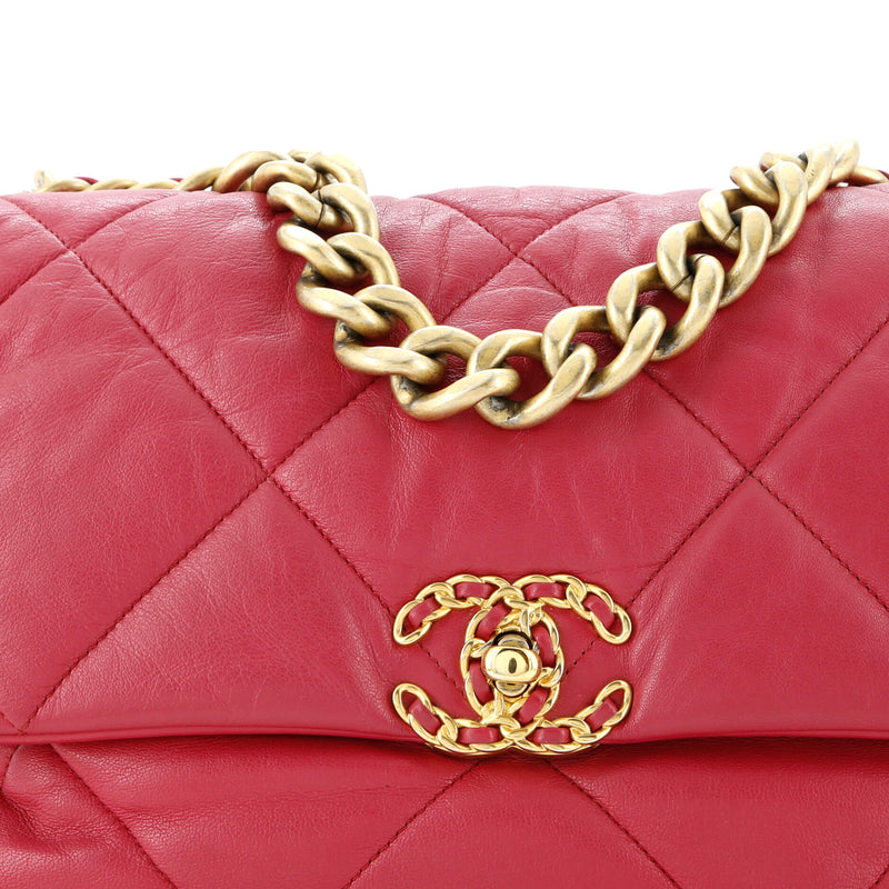 19 Flap Bag Quilted Leather Large