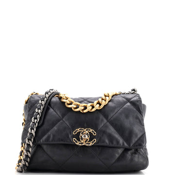19 Flap Bag Quilted Leather Large