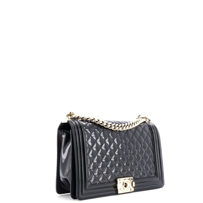 Boy Flap Bag Quilted Patent New Medium