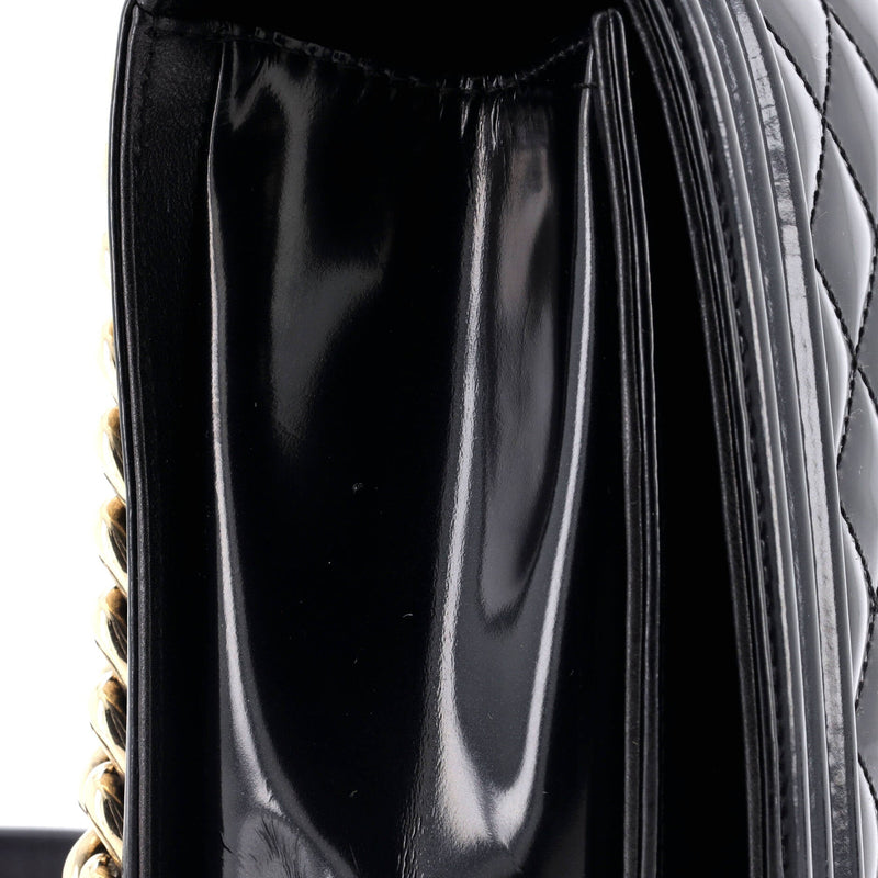 Boy Flap Bag Quilted Patent New Medium