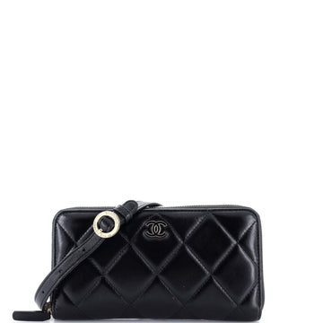 Zip Around Waist Belt Bag Quilted Shiny