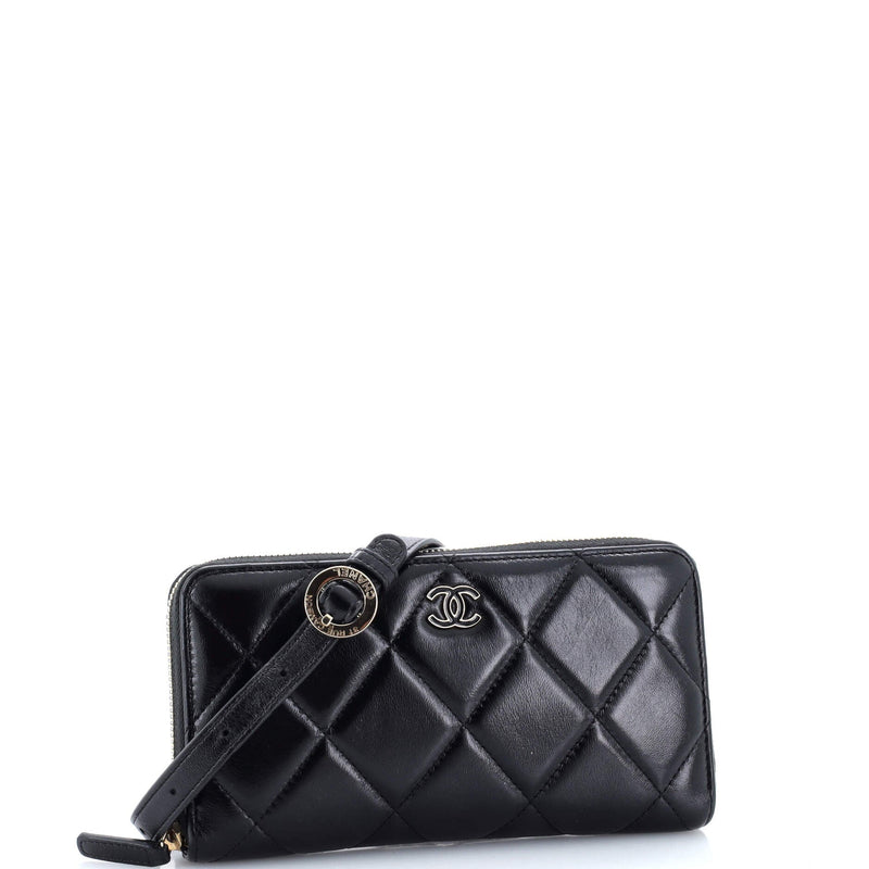 Zip Around Waist Belt Bag Quilted Shiny
