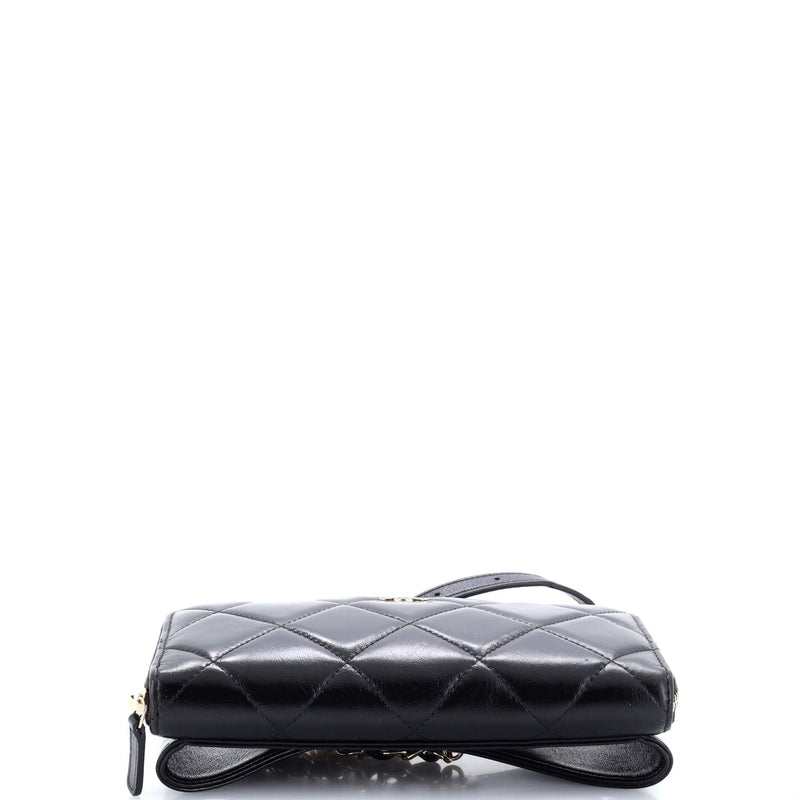 Zip Around Waist Belt Bag Quilted Shiny