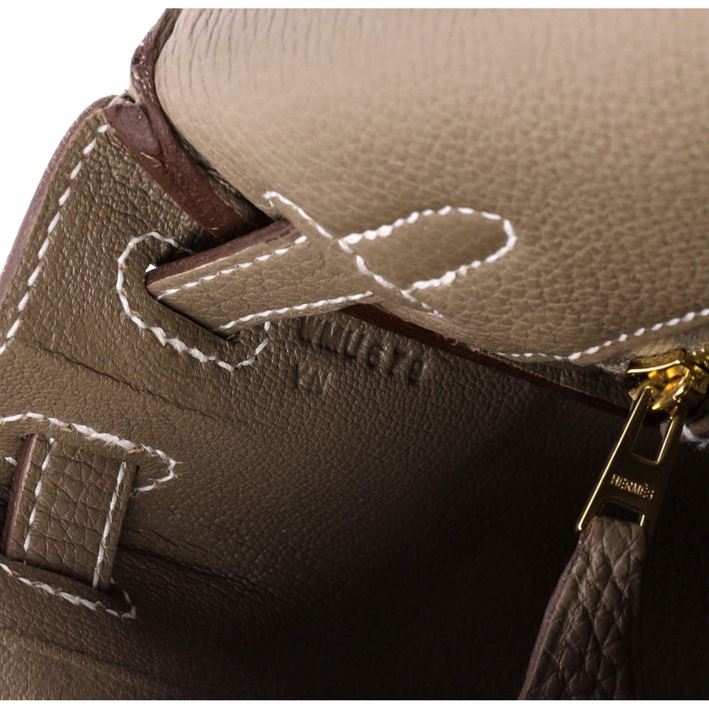 Kelly Handbag Grey Togo With Gold