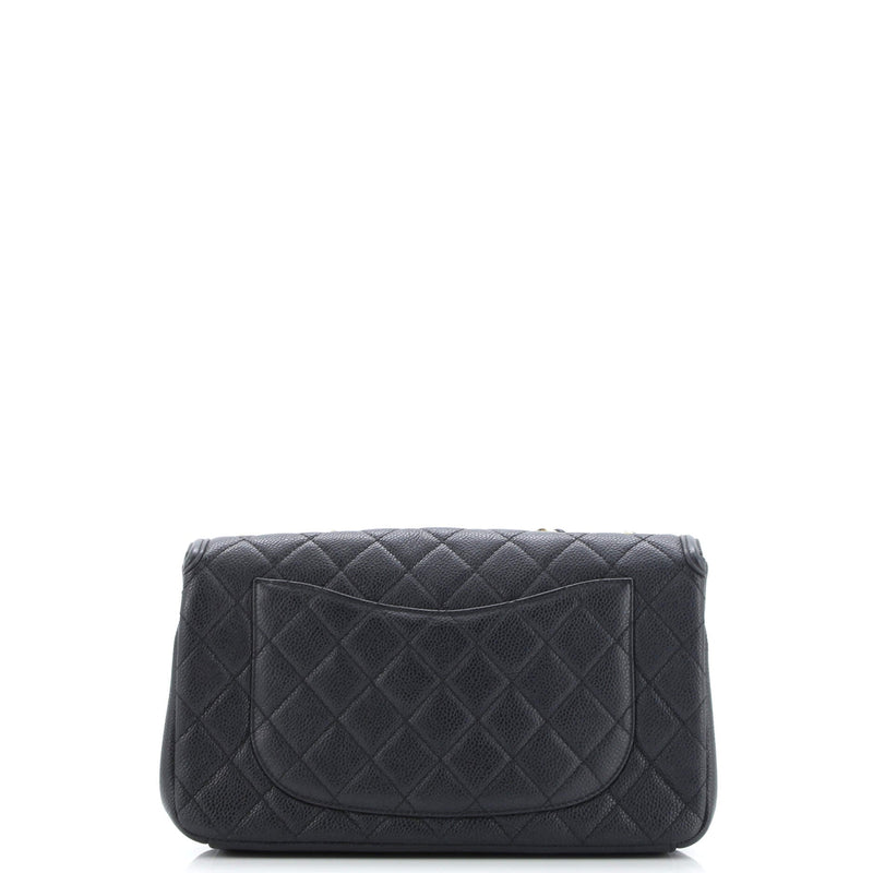 Filigree Flap Bag Quilted Caviar Medium