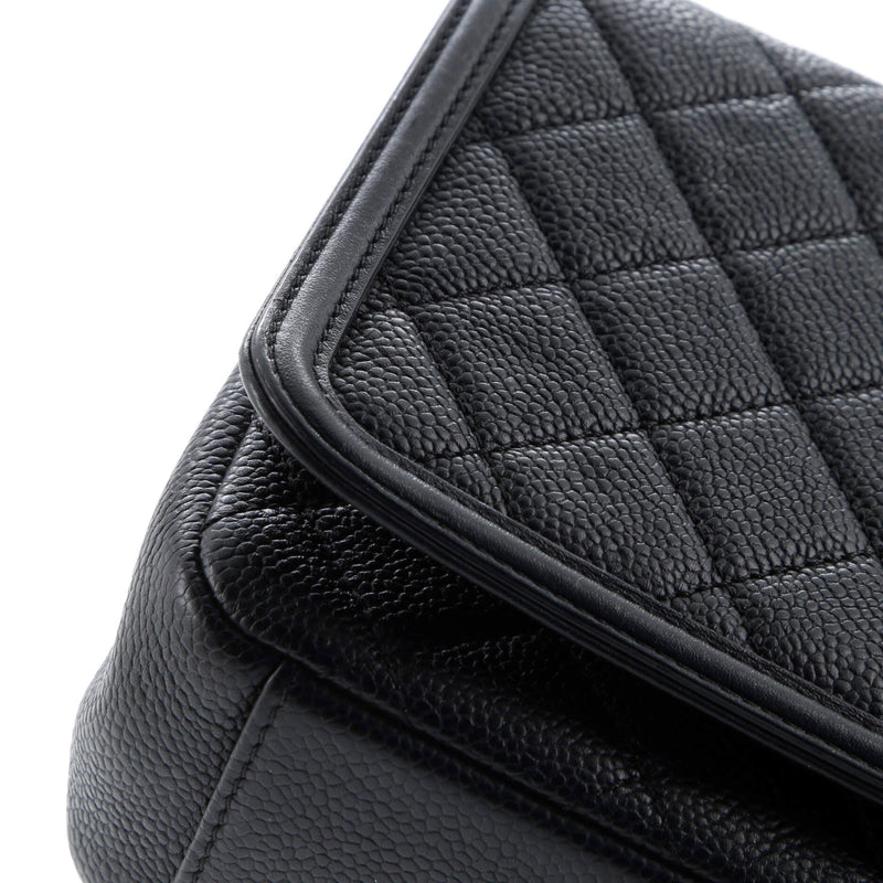 Filigree Flap Bag Quilted Caviar Medium