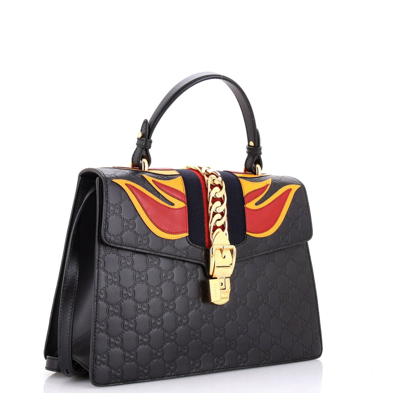 Sylvie Top Handle Bag Guccissima Leather