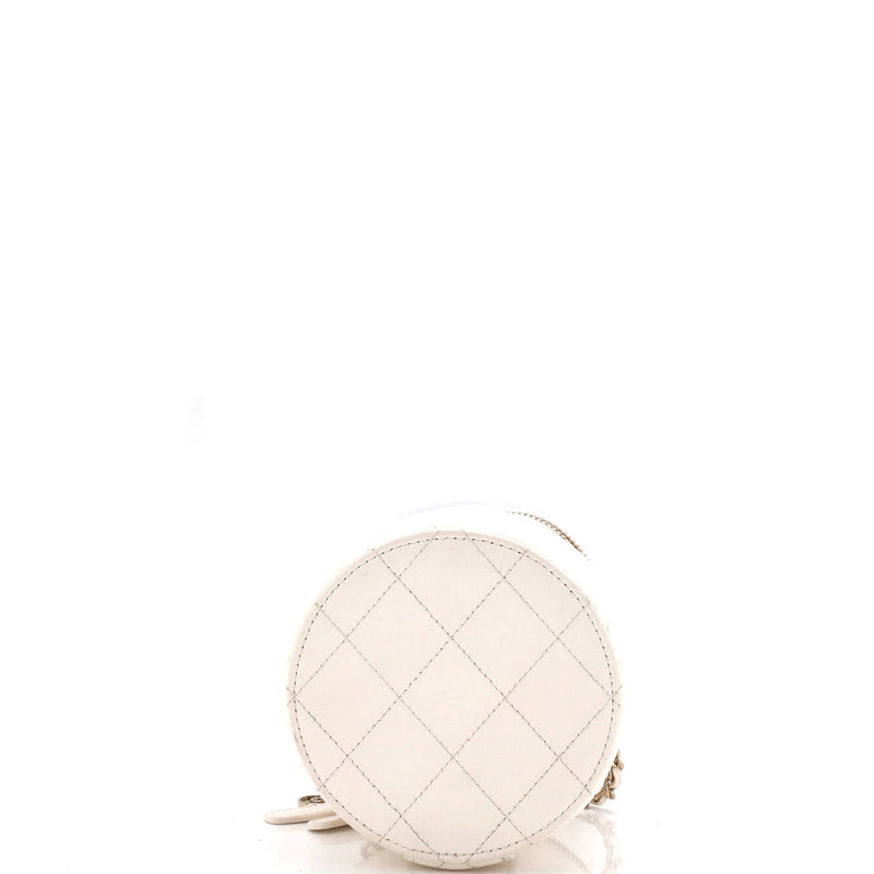 Cc Round Vanity Case With Chain Quilted