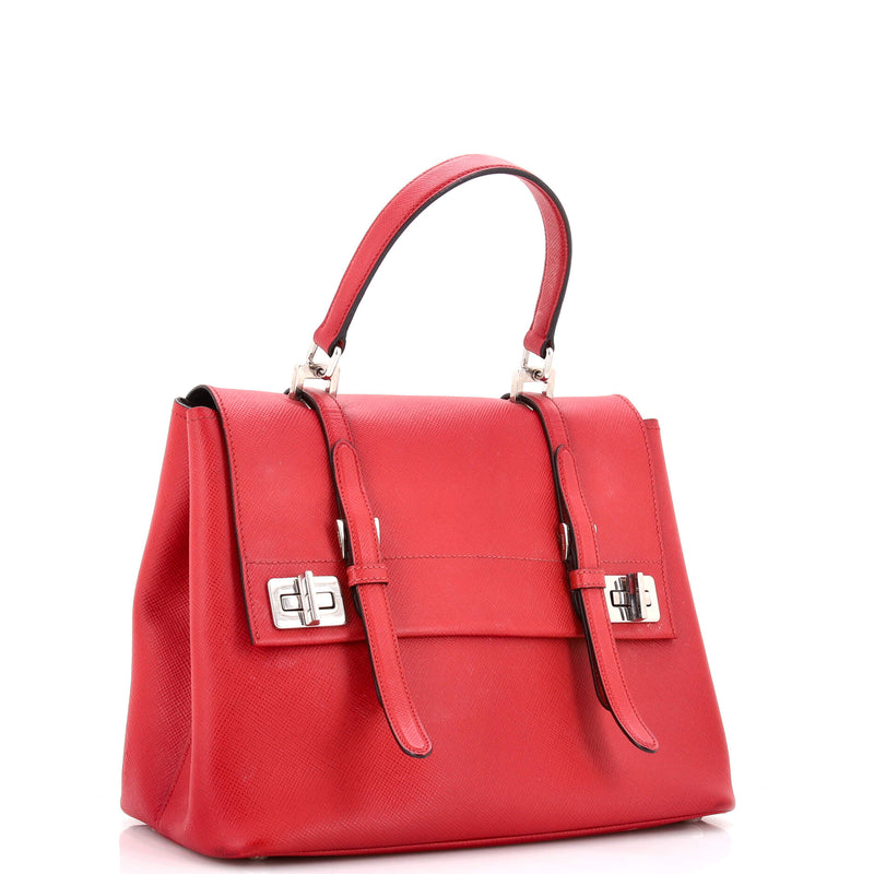 Half Flap Double Turn Lock Satchel