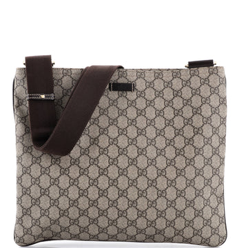 Zip Top Messenger Bag Gg Coated Canvas