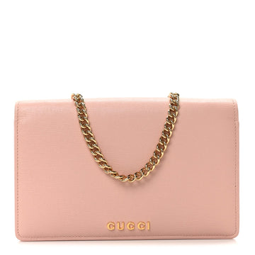 Textured Calfskin Script Logo Wallet On