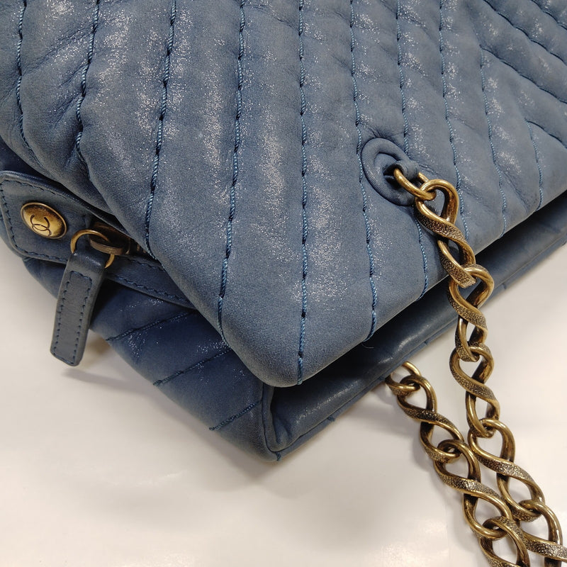 No Tariff Chanel Tote Bag Blue Leather
