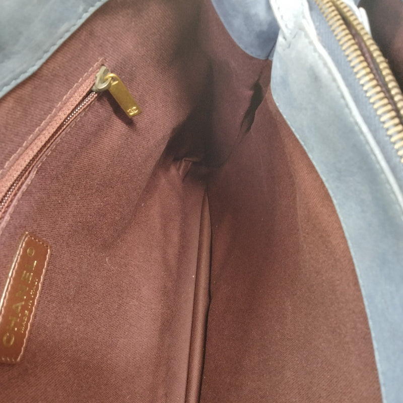 No Tariff Chanel Tote Bag Blue Leather