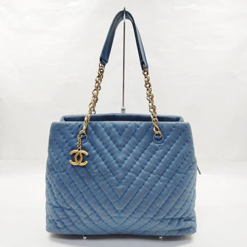 No Tariff Chanel Tote Bag Blue Leather