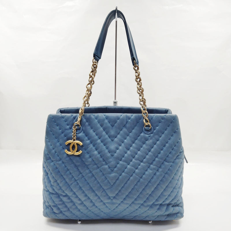 No Tariff Chanel Tote Bag Blue Leather