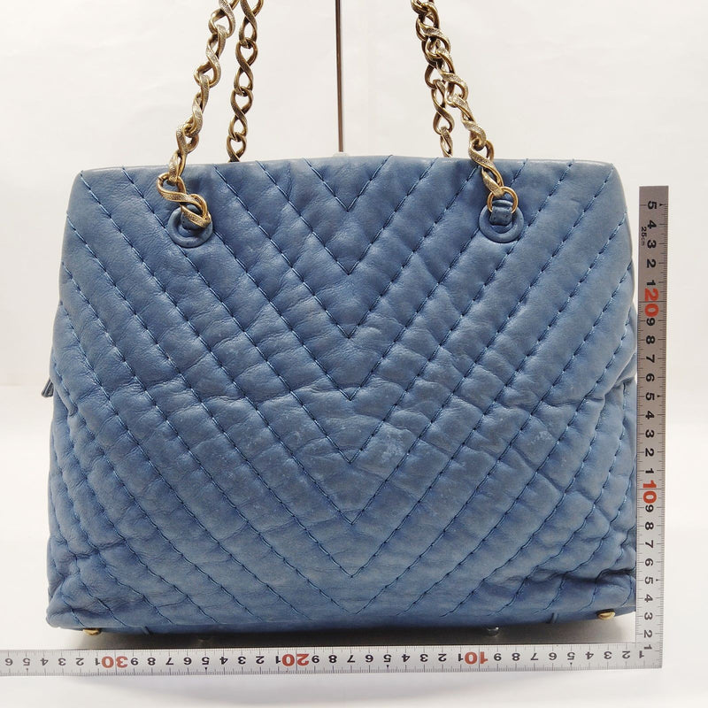 No Tariff Chanel Tote Bag Blue Leather
