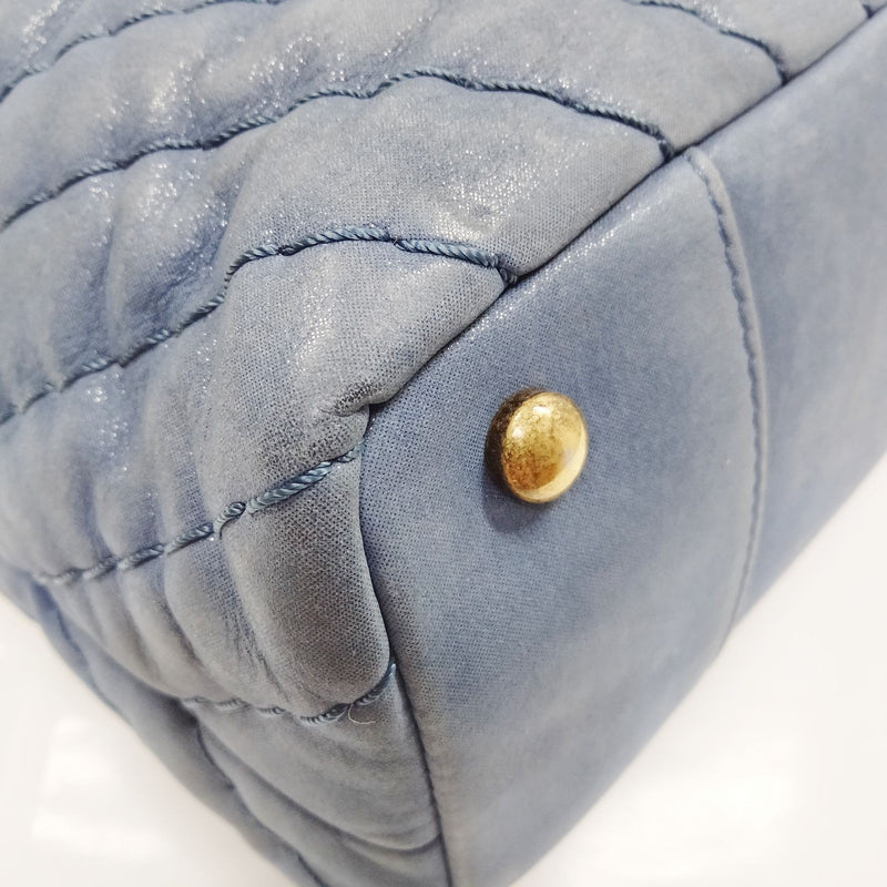 No Tariff Chanel Tote Bag Blue Leather