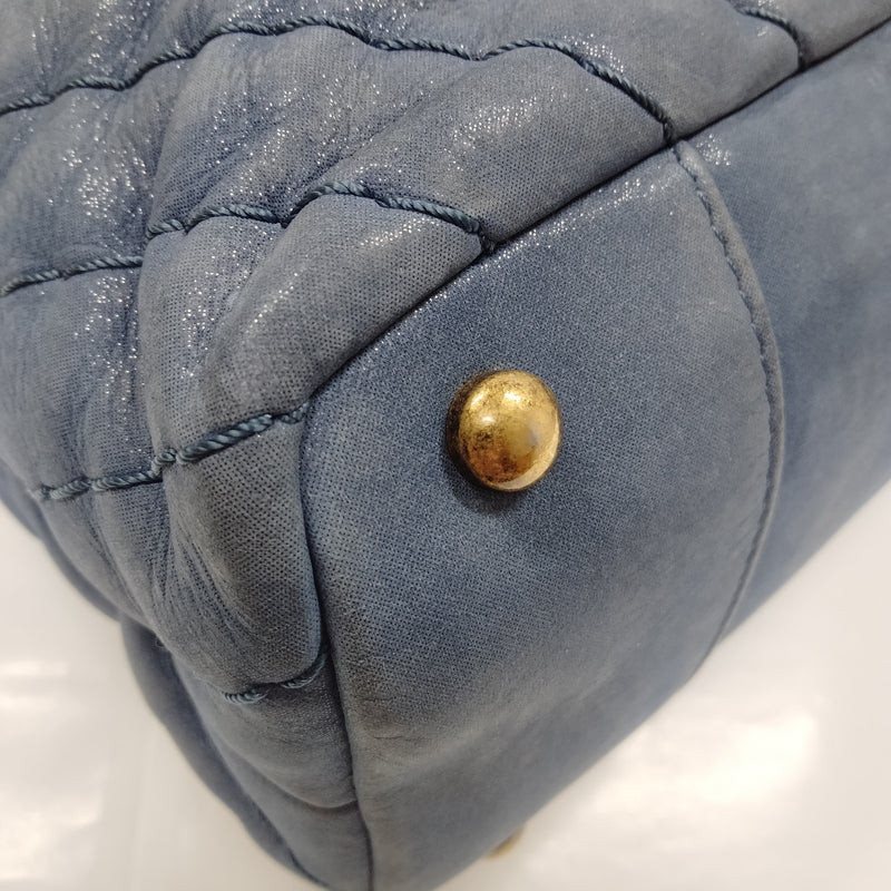 No Tariff Chanel Tote Bag Blue Leather