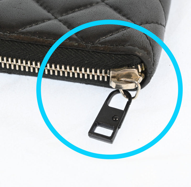 Chanel Zippy Wallet Matelasse Purse Lamb