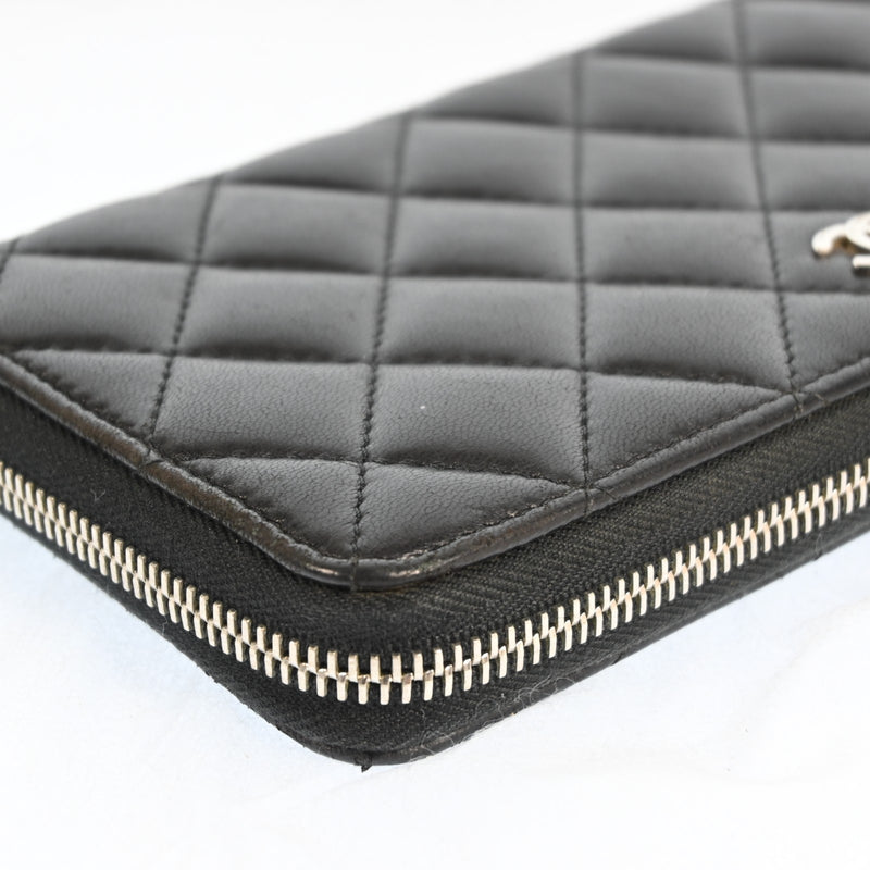 Chanel Zippy Wallet Matelasse Purse Lamb