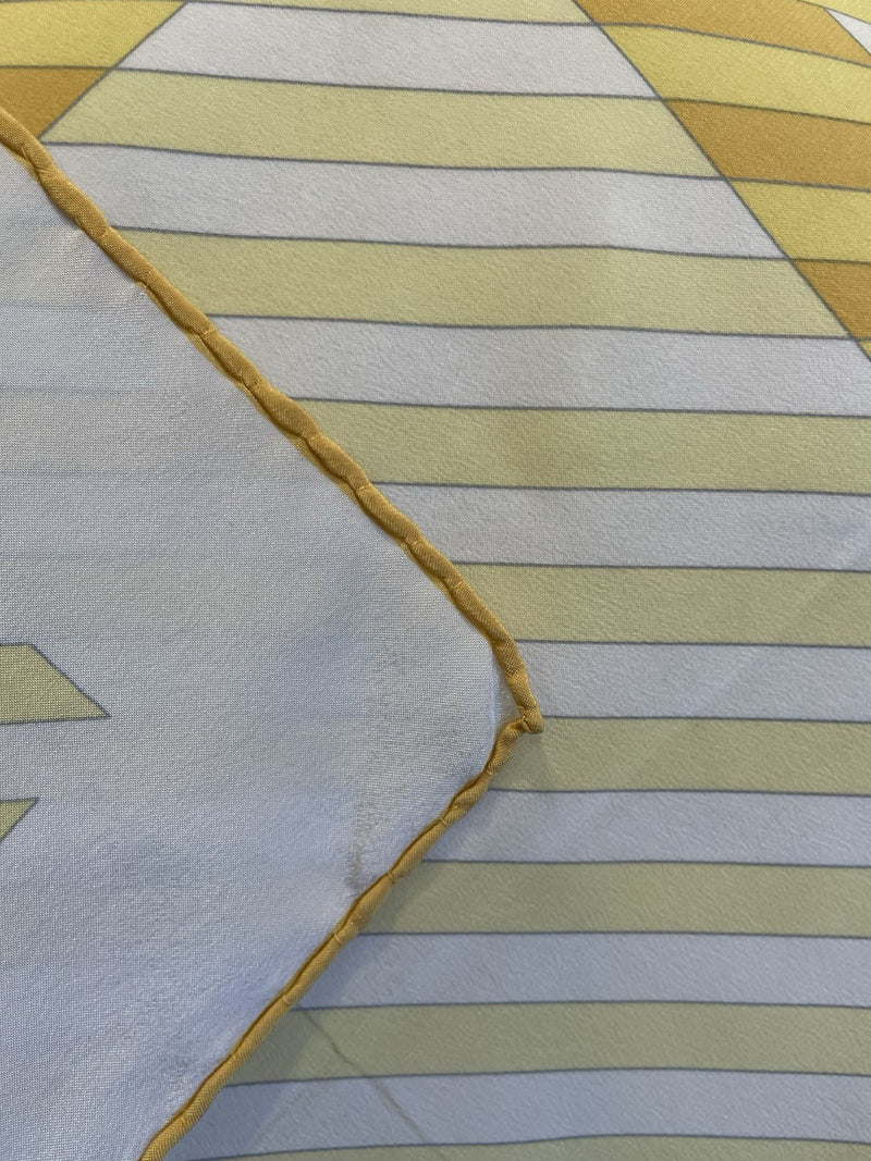 Y6# Chanel Vintage Geometric Stripe Silk