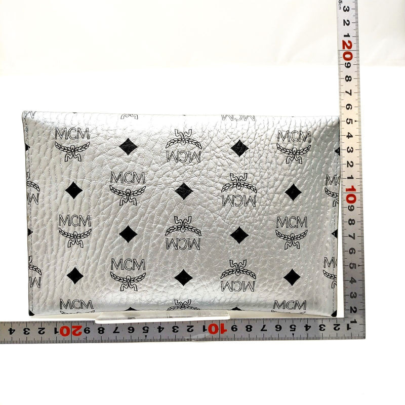 No Tariff Mcm Clutch Bag Silver Pvc