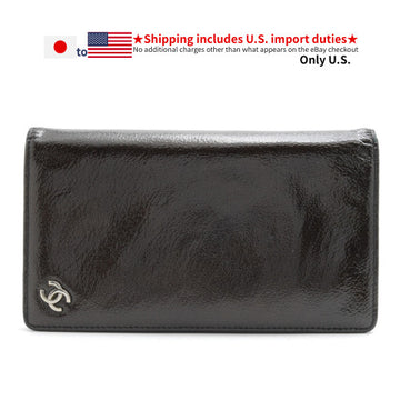 Chanel Wallet Enamel Leather Dark Green